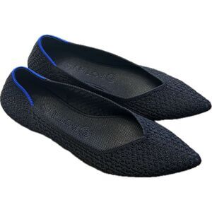Rothy's Womens Size 8.5 The Point Black Honeycomb Ballet Flat Slip On Shoes